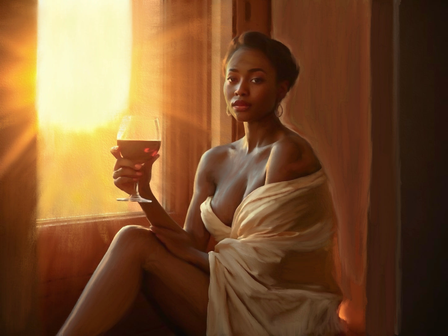 "Gilded Gaze at the Window"