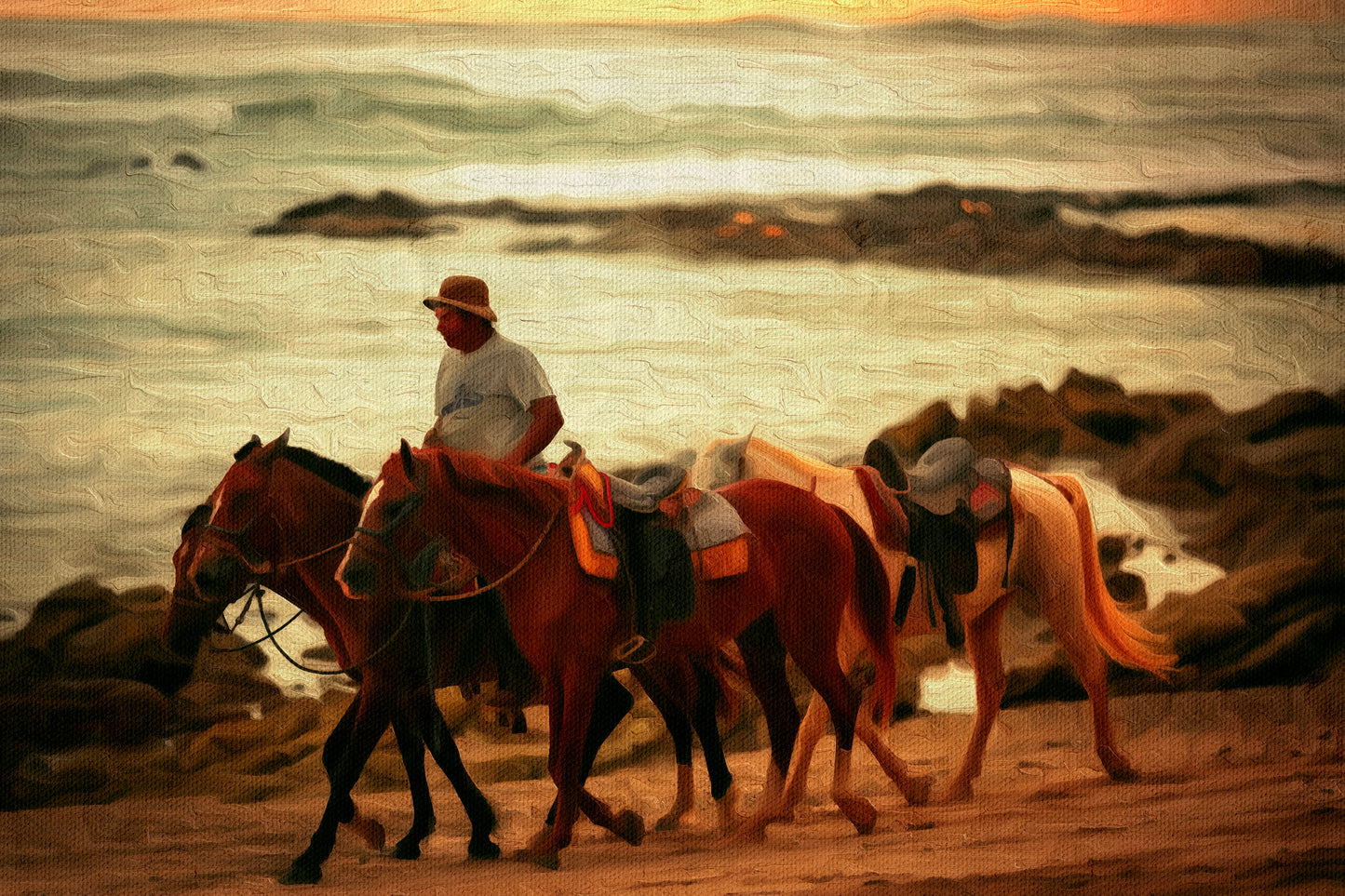 Twilight Rider – Horses and Sea Meet.