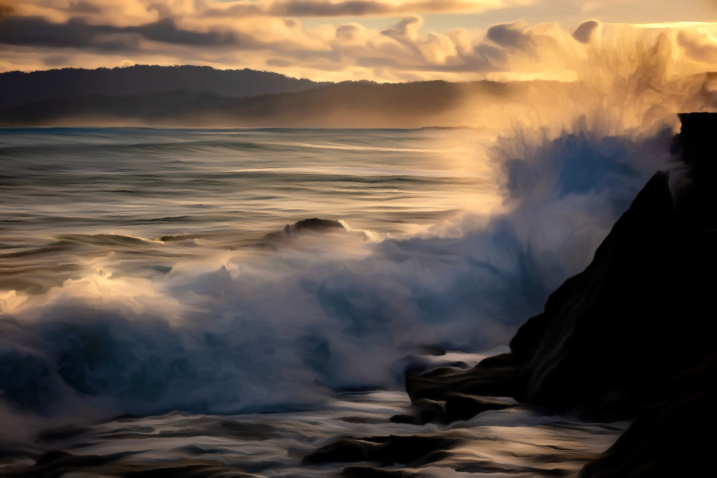 Crashing Light – Coastal Wave in Motion