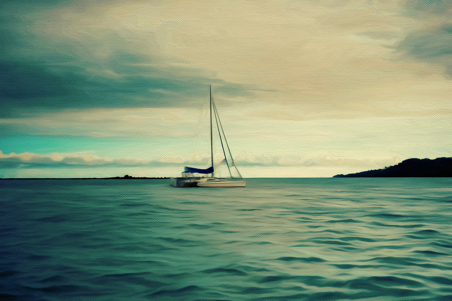 Silent Voyage – Sailboat on Calm Waters